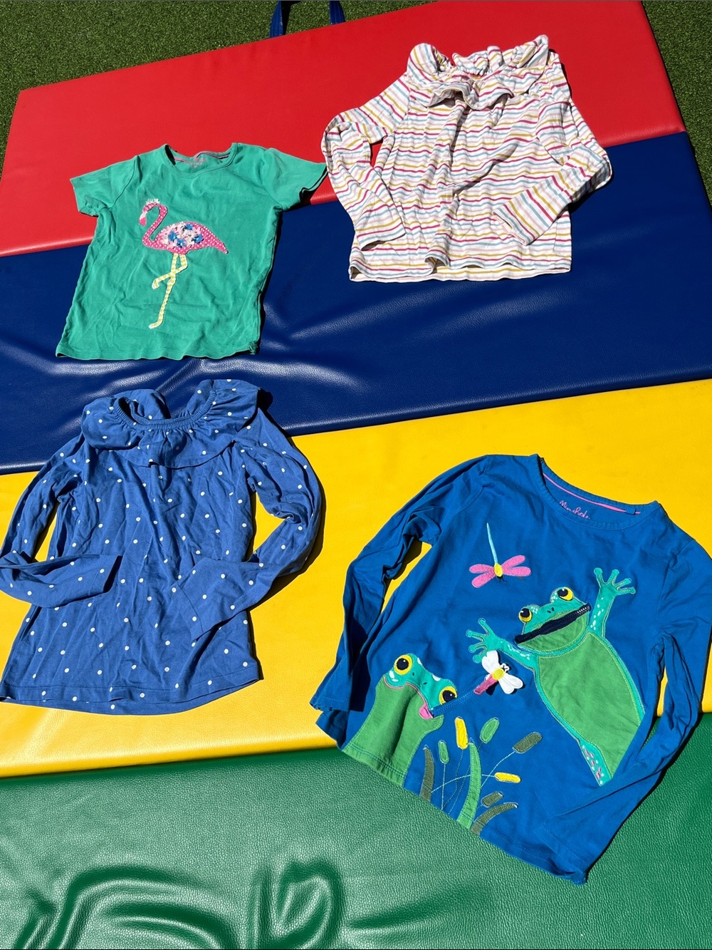 Mini Boden Girls 9-10y Lot: 4 tees Frog flamingo stripes polka dots